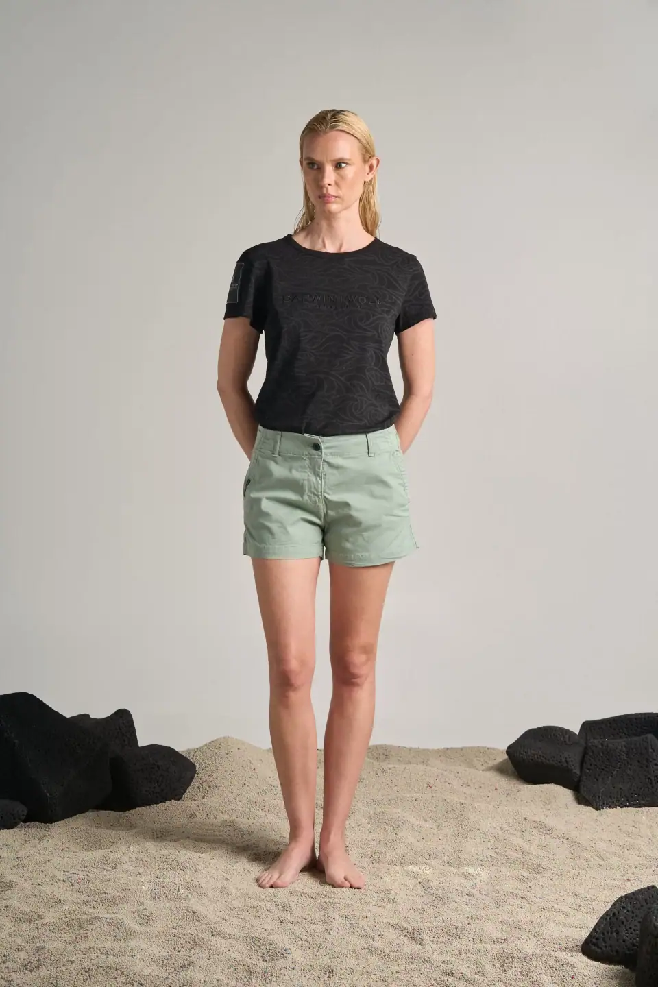 SHORT DE ALGODON VERDE EUCALIPTO