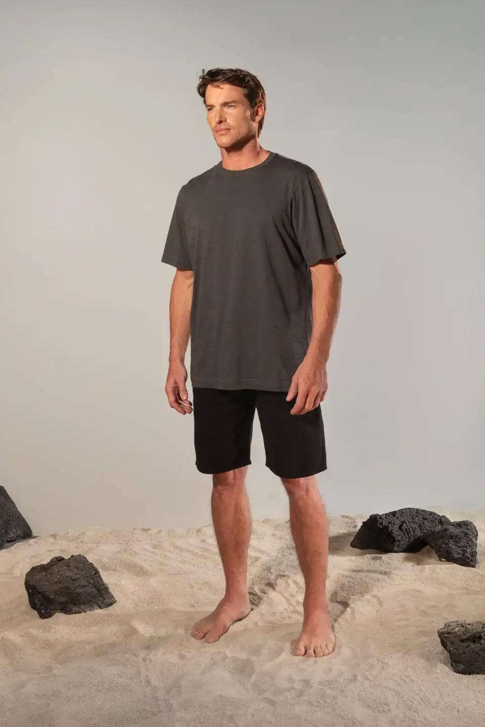 CAMISETA CORRIENTES Y TIBURONES GRIS