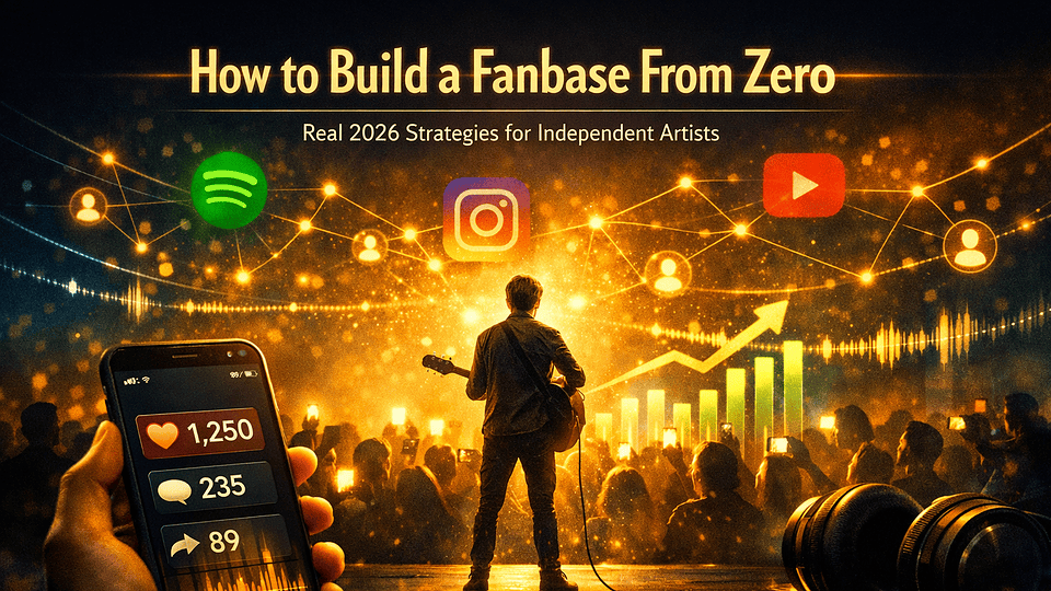 How to build a fanbase from zero in 2026 — consistent artist branding and social handles, the fan funnel, superfans and the first 1,000 true fans