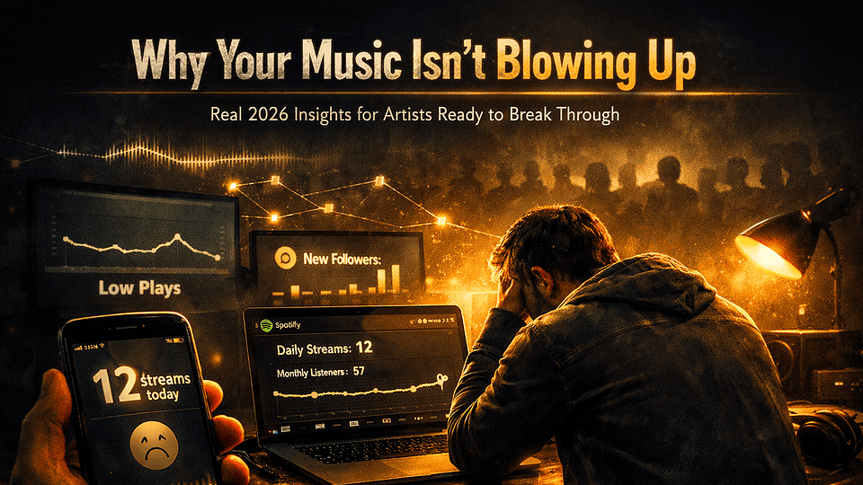 Why your music isn't blowing up in 2026 — empty stream counter, drop-and-pray strategy, no release plan and no fanbase to push the song