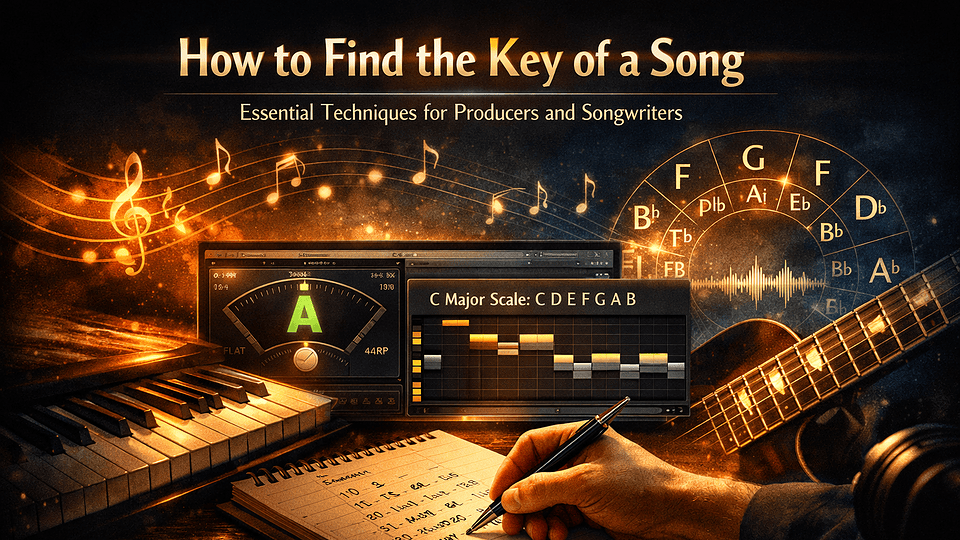 How to find the key of a song in 2026 — circle of fifths, Camelot wheel, piano keyboard with key signature and key finder tool