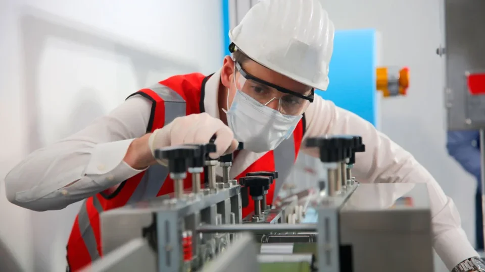 Técnico en ingeniería eléctrica realizando mantenimiento en planta industrial en SIGCSA Panamá.