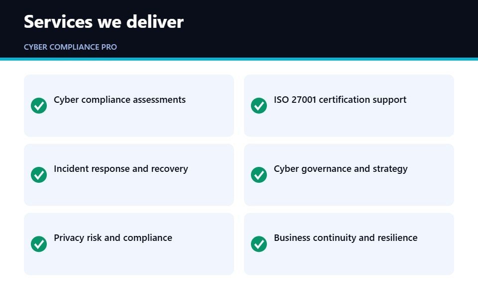 Cyber security consulting Melbourne services overview