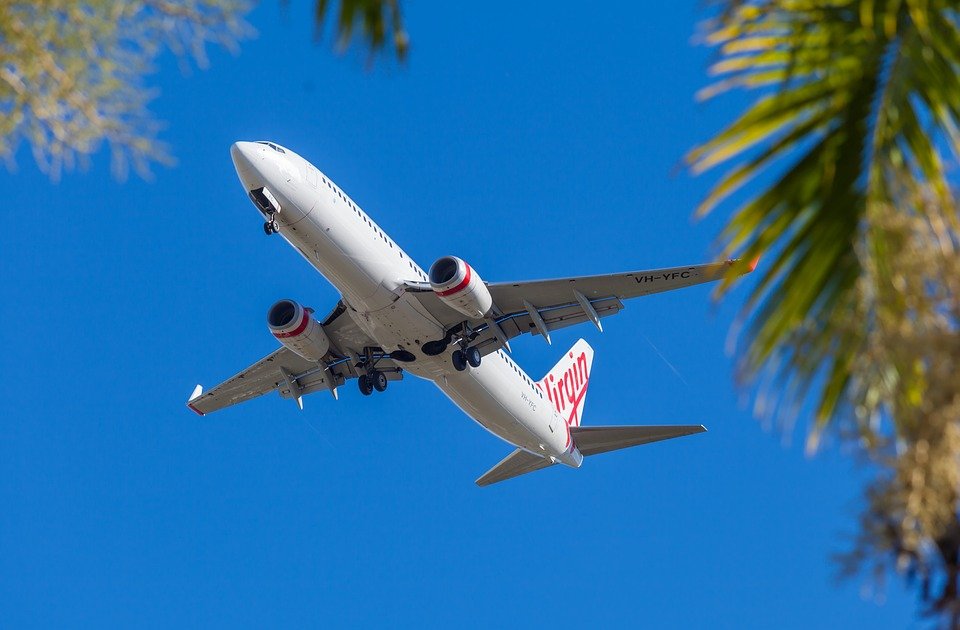 Flugzeug, Palmen, Sonne