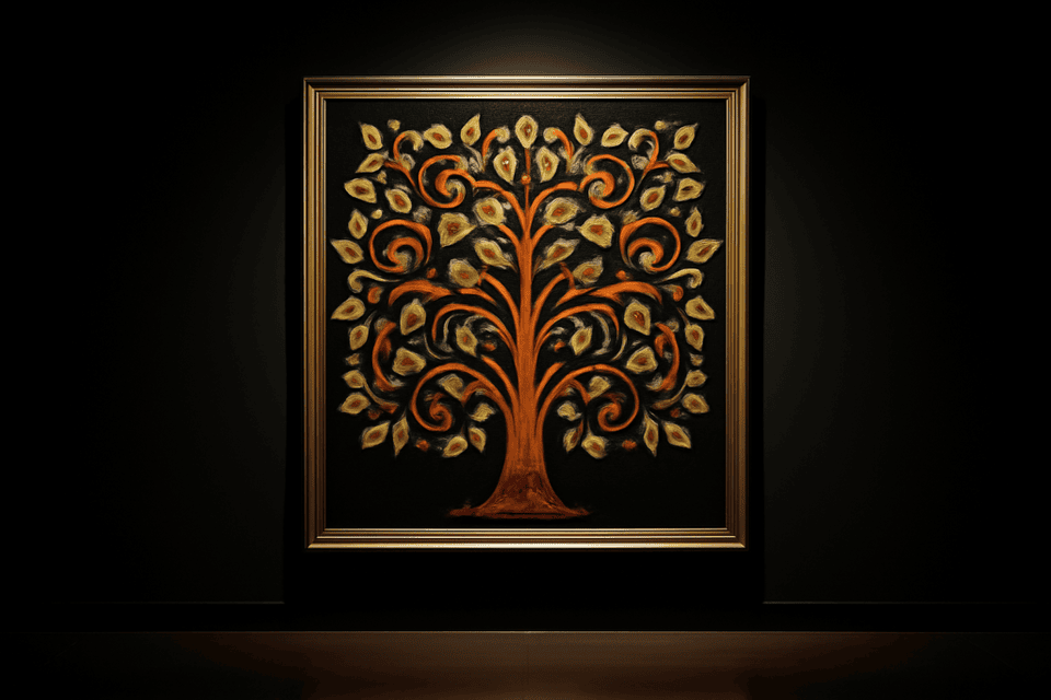 Tableau cadre arbre de vie rouge