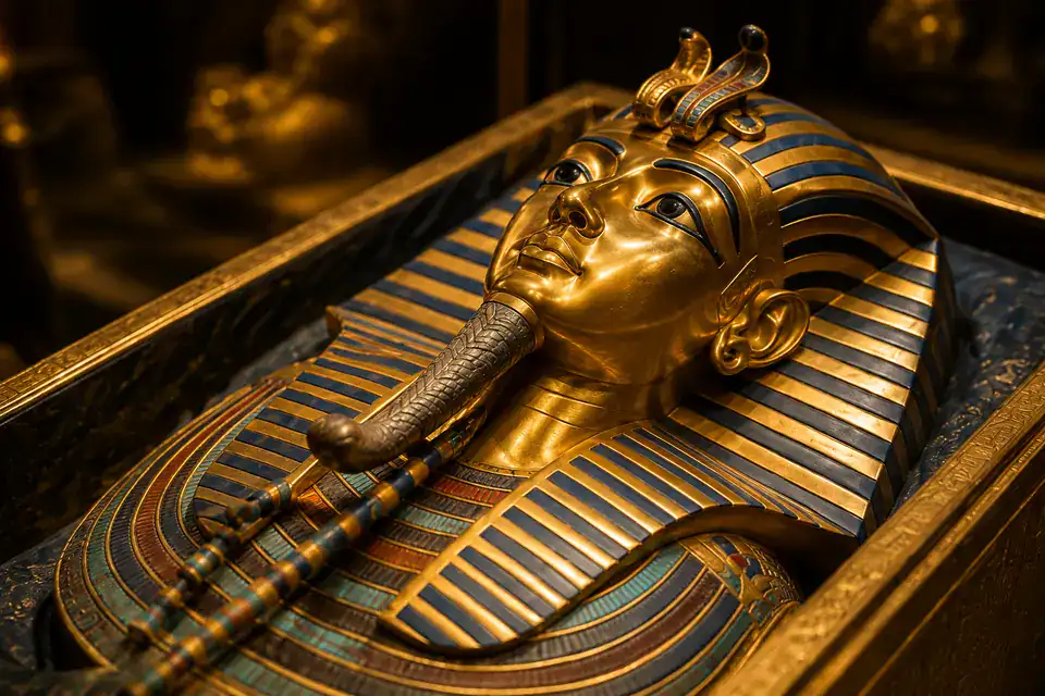 Tutankhamun treasures displayed during a Grand Egyptian Museum tour