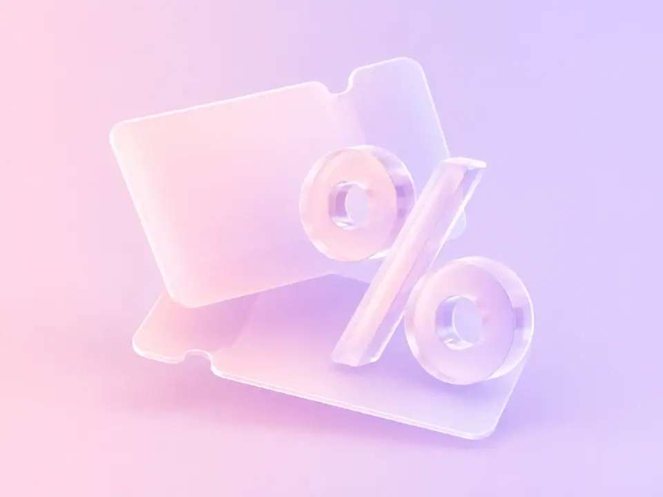 discount percentage transparent 3D illustration