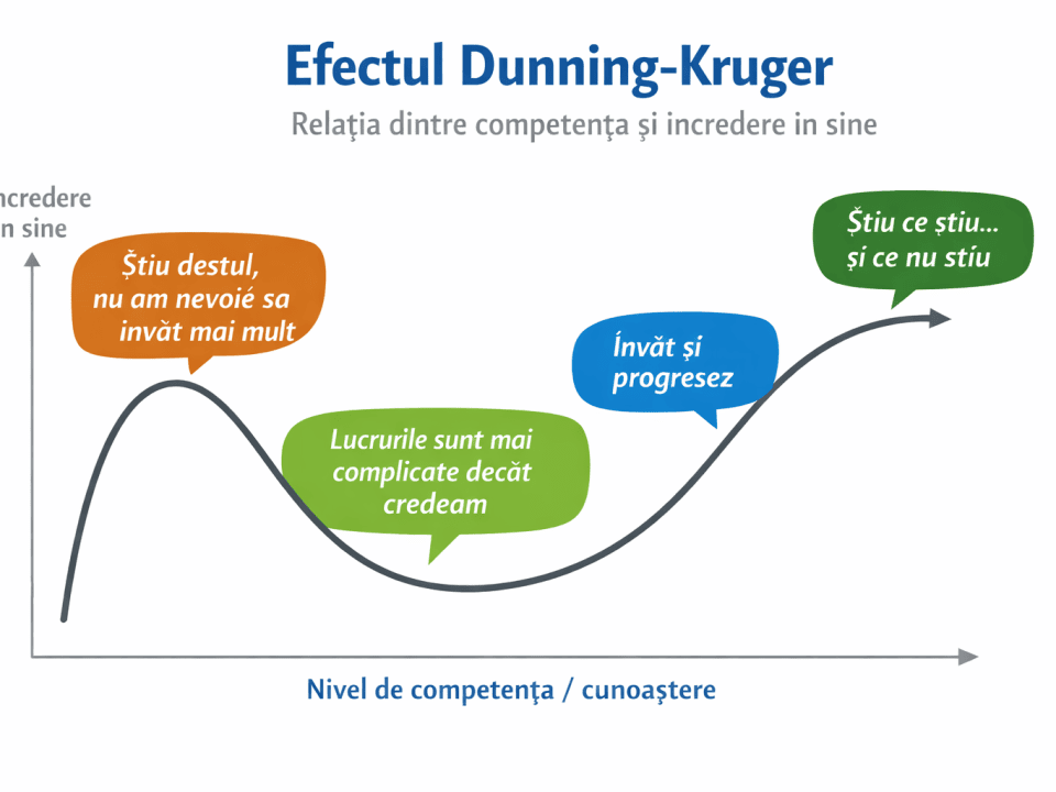 Efectul Dunning-Kruger in psihoterapie – competenta si incredere in sine explicate de Psiholog Pitesti