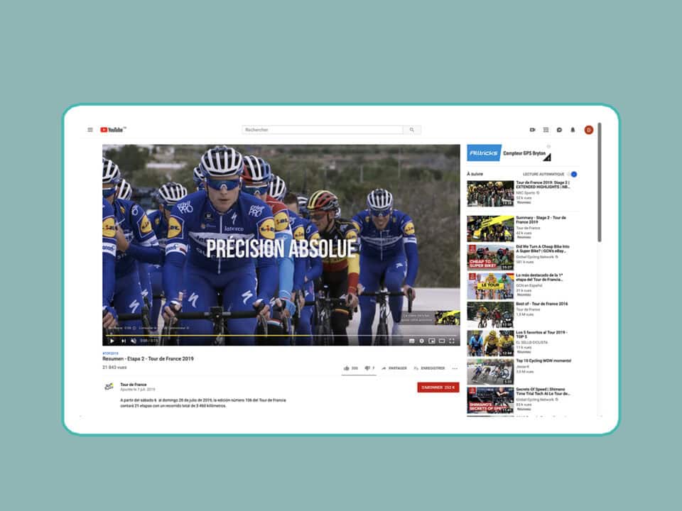 pub chaine tour de france bryton