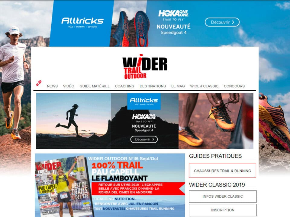 publicite alltricks et hoka sur wider