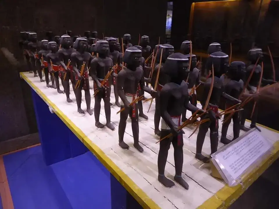 Model of Nubian archers displayed inside the museum