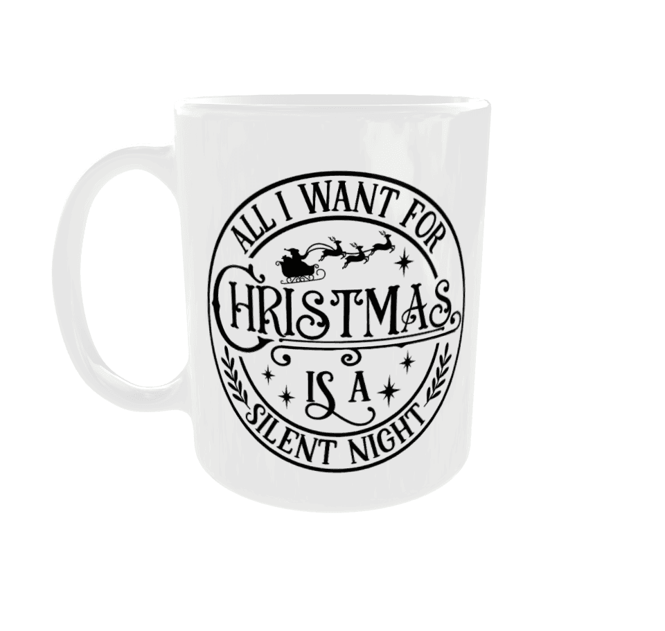 Mok met kerstmis en Santa Claus illustratie, perfect voor feestdagen en kerstcadeaus.