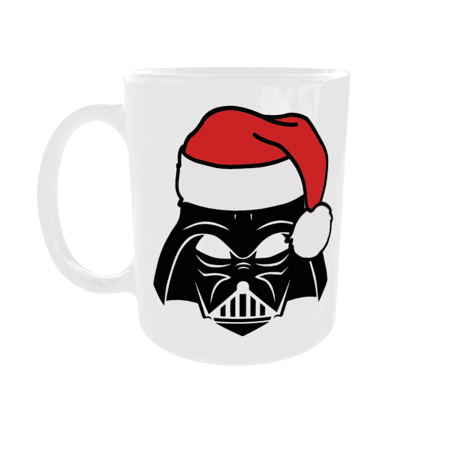 Mok met Darth Vader in kerstmuts, Star Wars design, kerstcadeau, feestdagen, manga, anime, geek, cool, unieke mok.