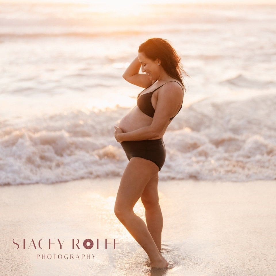 Mama Linc Pregnant Mum Holding Belly in the Ocean