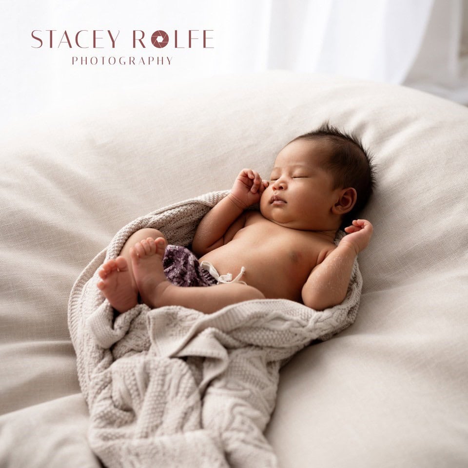 Mama Linc Newborn Posing for Photoshoot