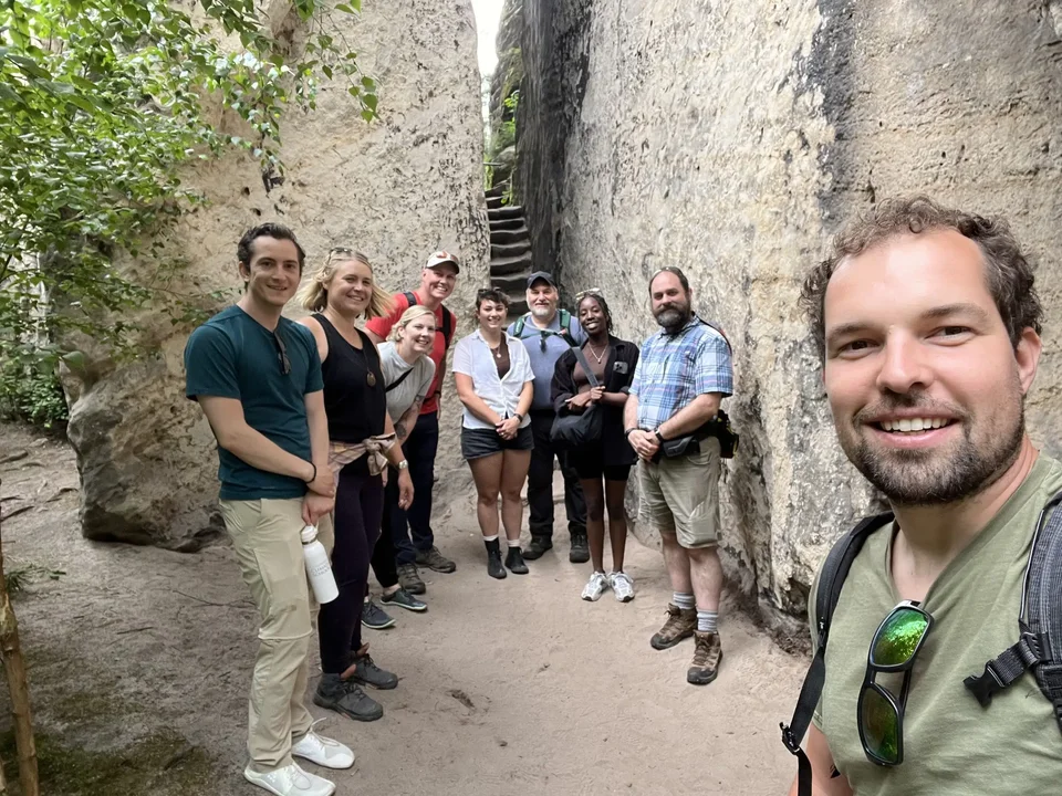 Company group exploring Bohemian Paradise