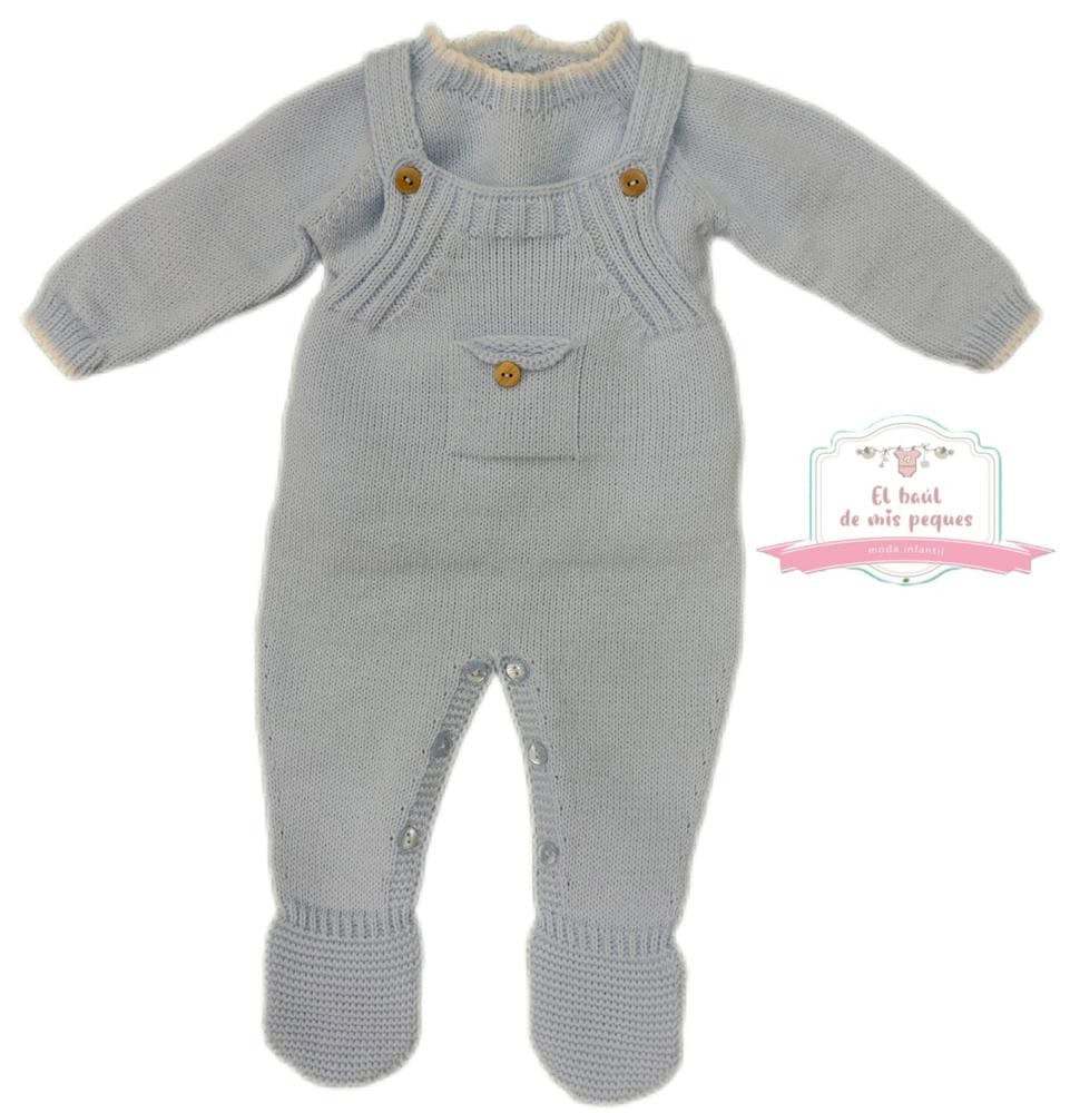 conjunto peto enterizo y jersey lana celeste
