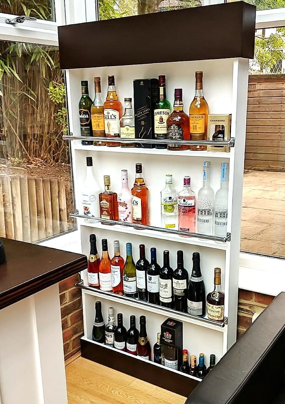 Our tall wall bar, designed to go behind one of our home bars