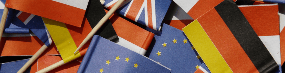 Image of European Union flag as well and United Kingdom and other European Countires