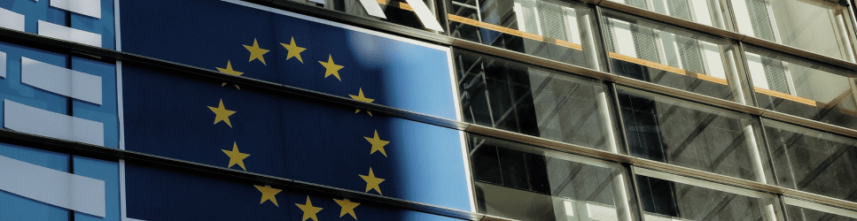 The European Union flag on the side of some commercial property post-brexit