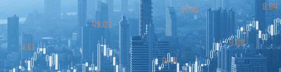 Image of Finance graph overlaying London Skyline