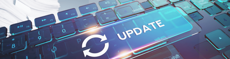 Image of a keyboard with an update button and stacks of paperwork for Reviewing a Nuptial Agreement header image.