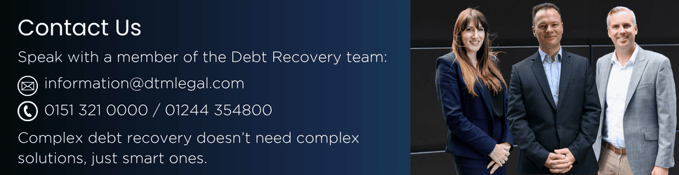 Image of Jim Morris, Kate Roberts and Richard Harris from the Debt Recovery team, with contact details.