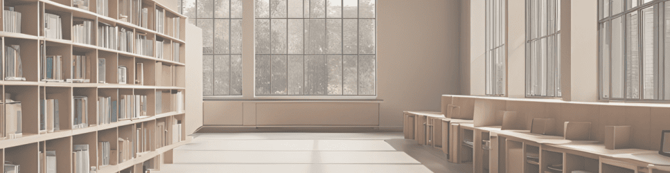 Image of a educational institute library with study booths.