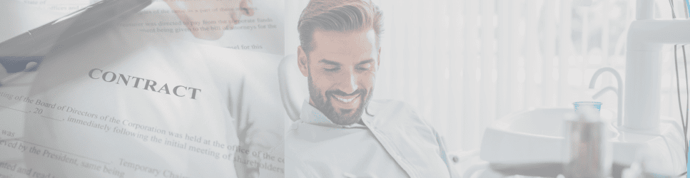 Image of a dental practice with contract documents overlaid