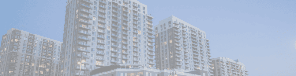 Modern apartment buildings against the skyline