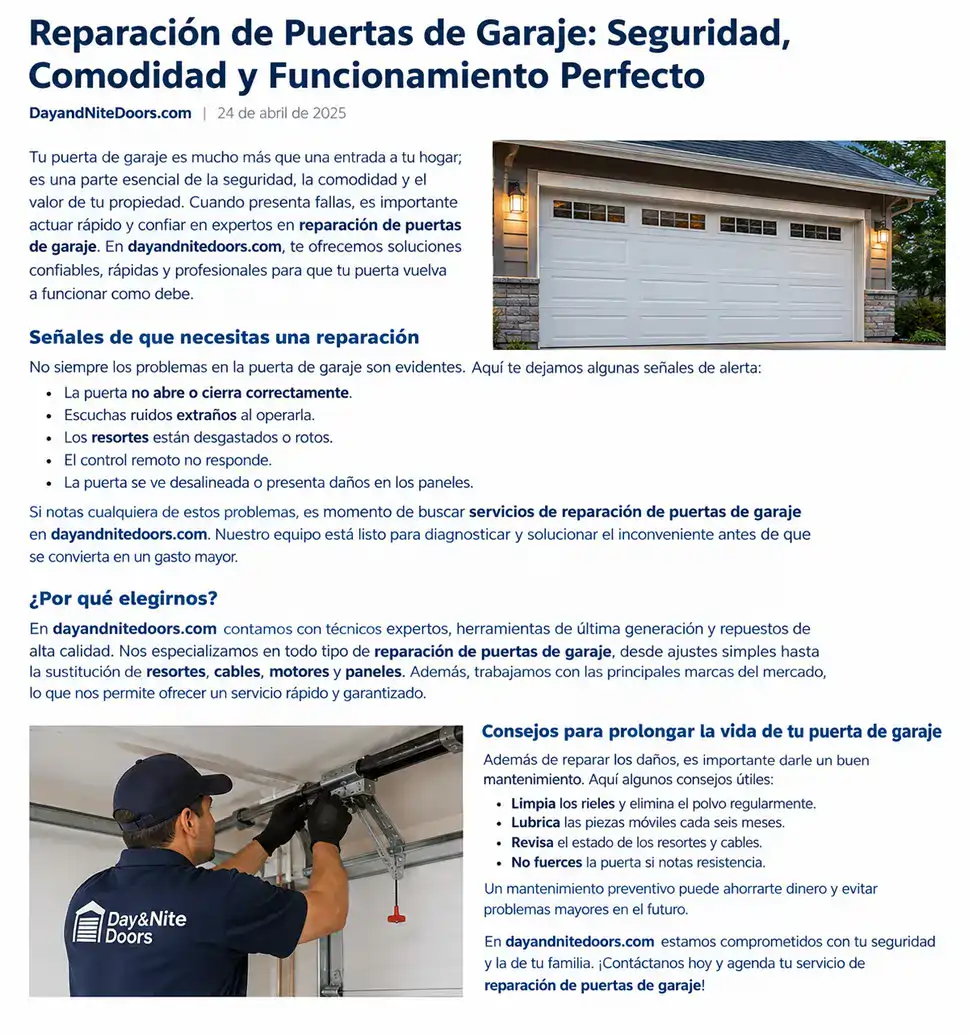 Reparación de Puertas de Garaje
