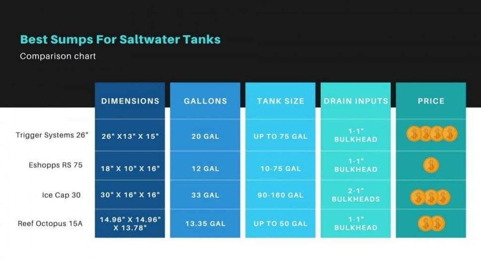 Best Sump Comparison Chart for Saltwater Tanks