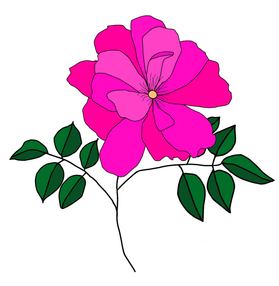 simple pink flower tattoo design