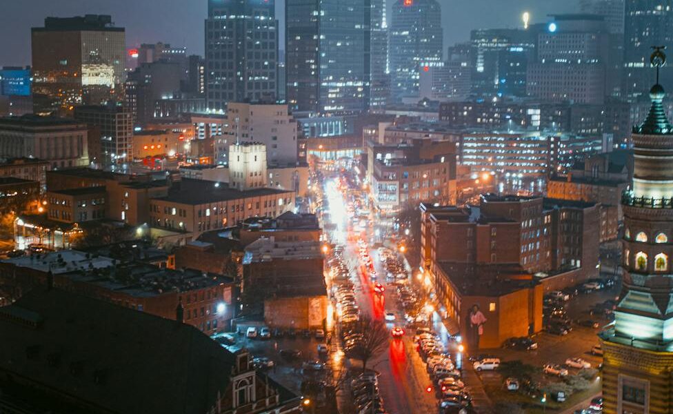 aerial photography of cityscape during nighttime