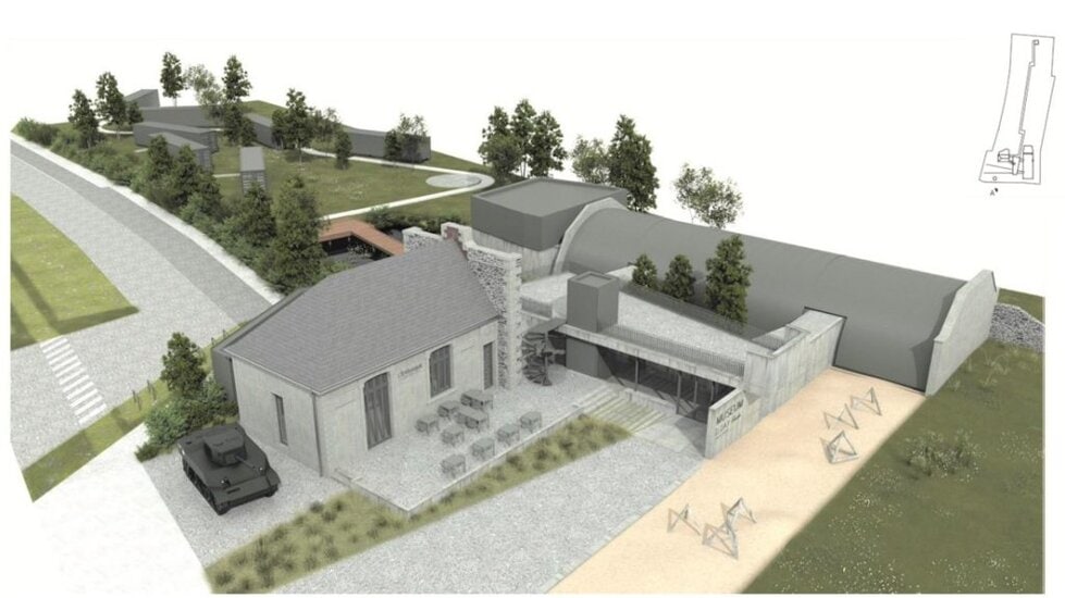 Modélisation 3D du musée montrant des projets annexes de construction
