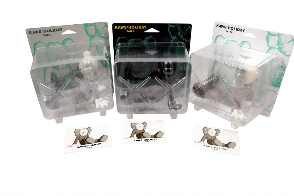 Lot #12314 – KAWS Holiday Taipei Vinyl 3 Figure Set Brown, Grey, Black Sealed Art Toys KAWS