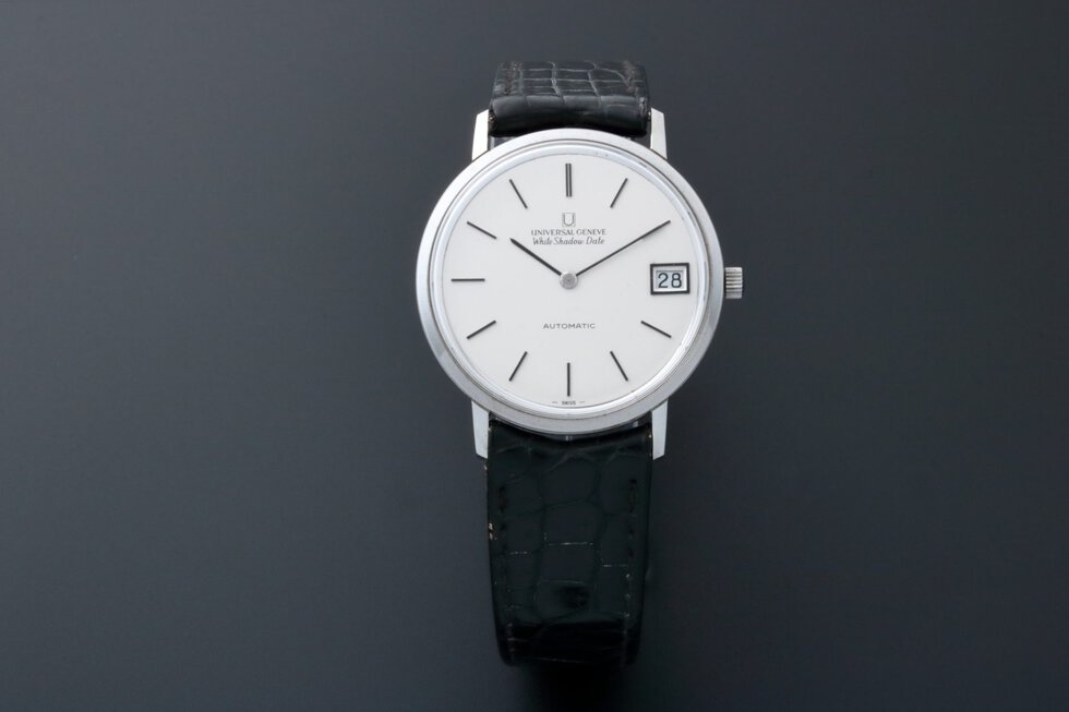 Lot #8929 – Universal Geneve White Shadow Date Vintage NOS Watch Rare Universal Geneve Universal Geneve