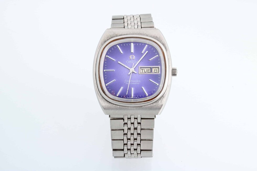 Lot #13020 – Rare Vintage Omega 166.0211 Seamaster Day Date Purple Dial Watch 166.0211 Omega 166.0211
