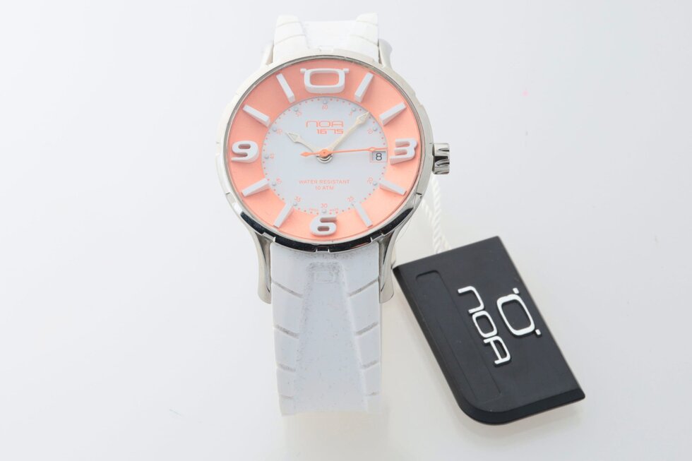 Lot #HB31-043 – NOA Swiss Made Watch White Salmon Dial Rubber Strap NOA NOA Watch