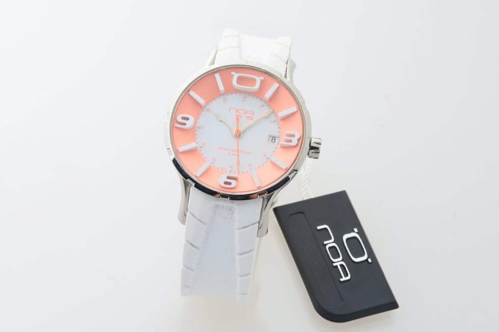 Lot #HB31-043 – NOA Swiss Made Watch White Salmon Dial Rubber Strap NOA NOA Watch