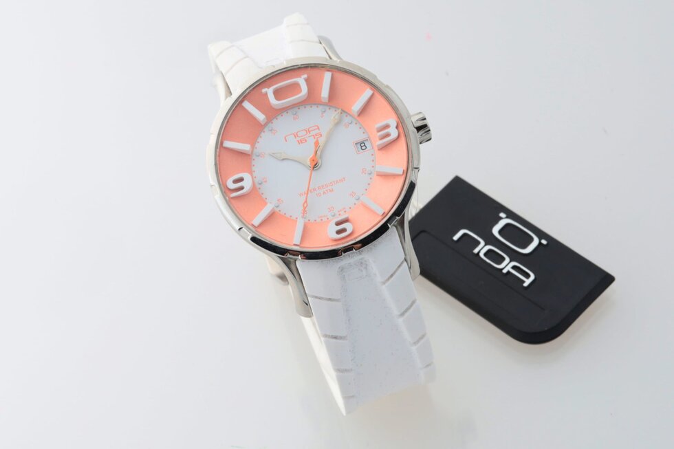 Lot #HB31-043 – NOA Swiss Made Watch White Salmon Dial Rubber Strap NOA NOA Watch