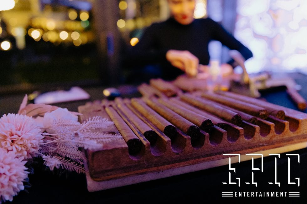 Cigar Bella live cigar rolling station for a Las Vegas corporate event