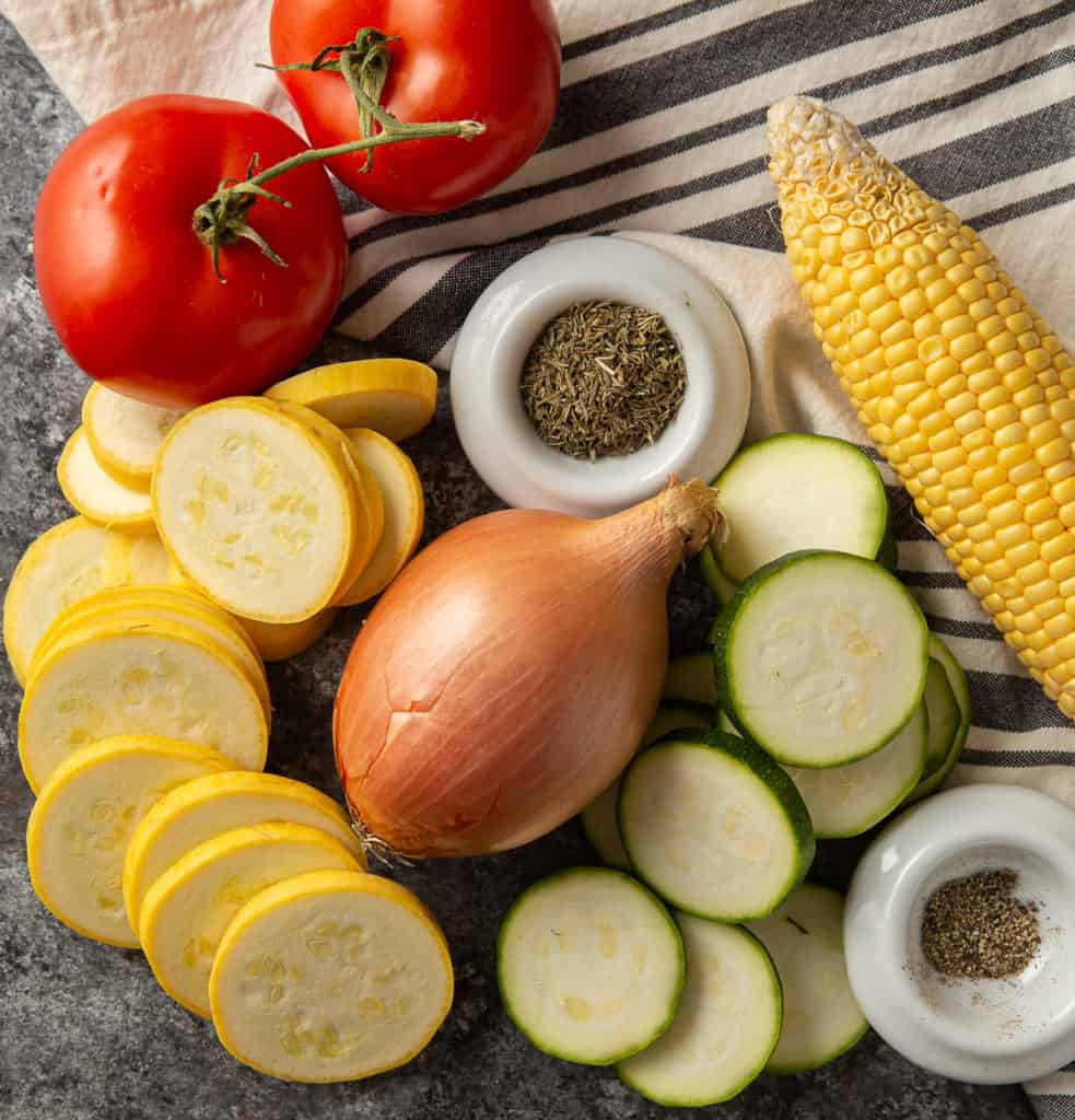 Summer vegetables for a vegetable side dish recipe