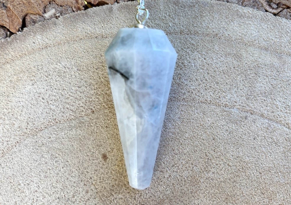 Spiral Crystals UK - Rainbow Moonstone Pendulum