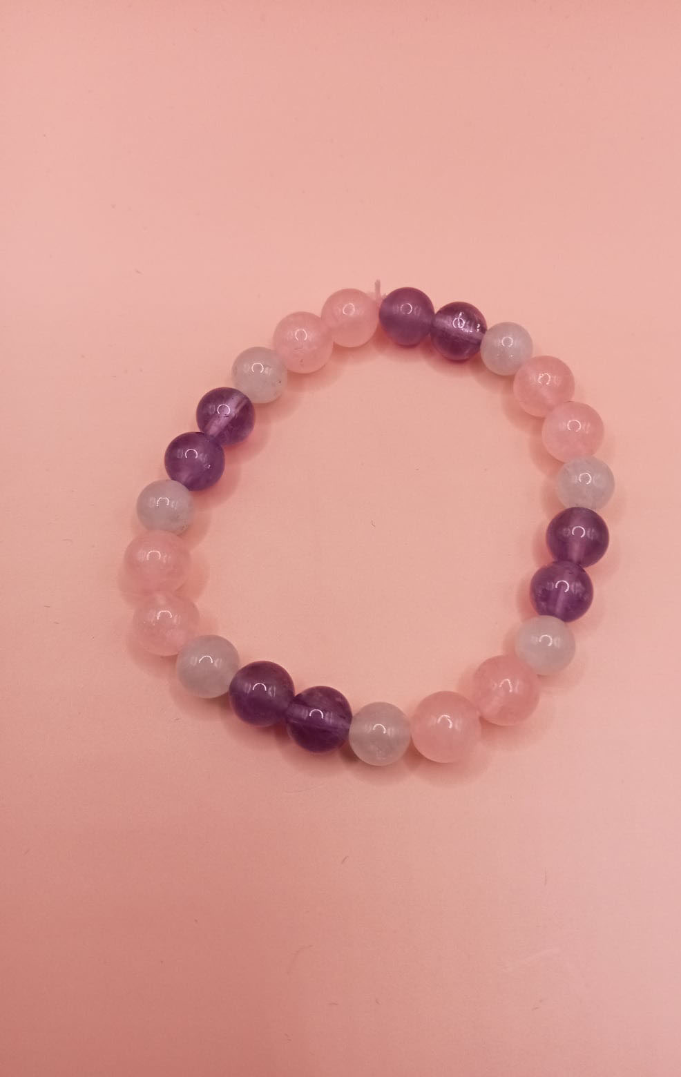 Bracelet Enfant Quartz Rose, Aigue Marine et Améthyste calme et sommeil