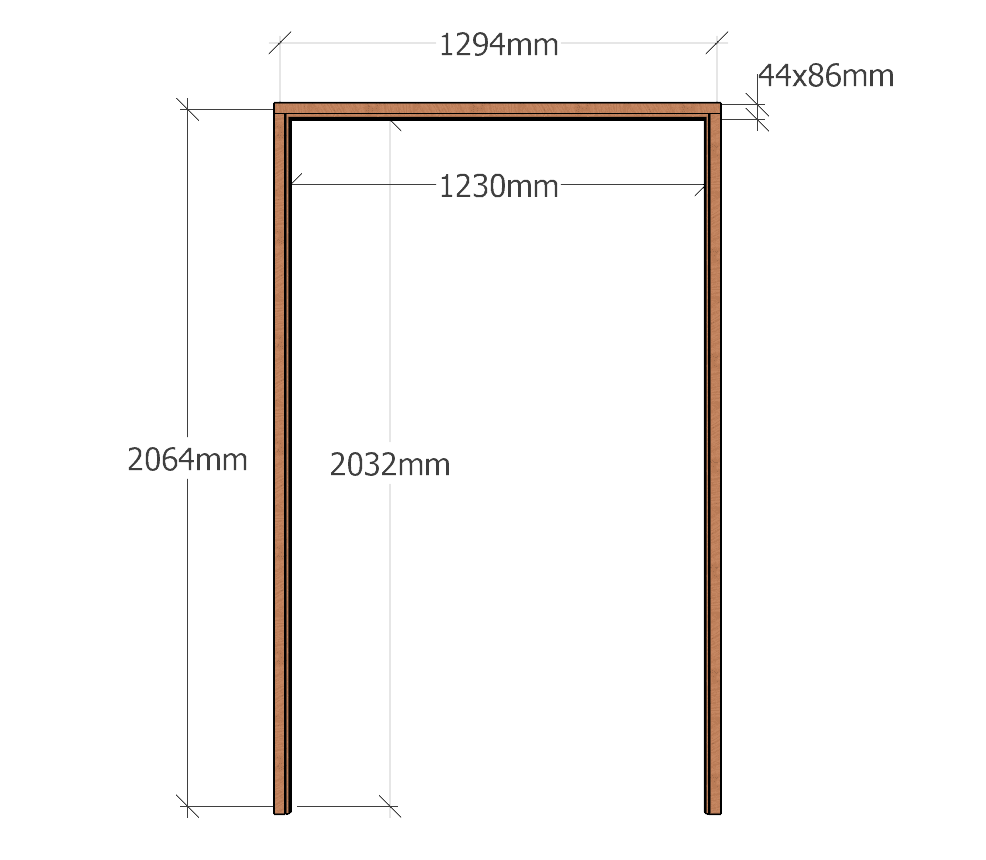 Standard | 1230 Double Door Frame | Profile 44 x 86 | 1230 x 2032