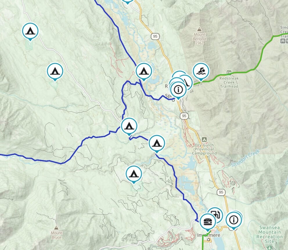 Map of Radium Motorcycle Routes
