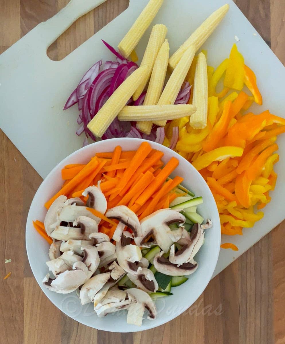 chopped vegetables.