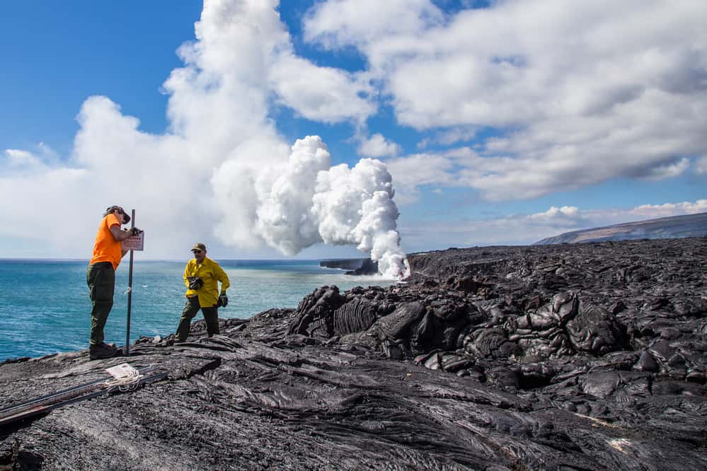 Tourists in the Hawaii Volcanoes National Park