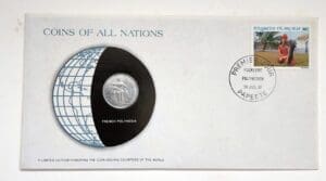 French Polynesia Mint Coin Stamped Envelope Franklin Mint